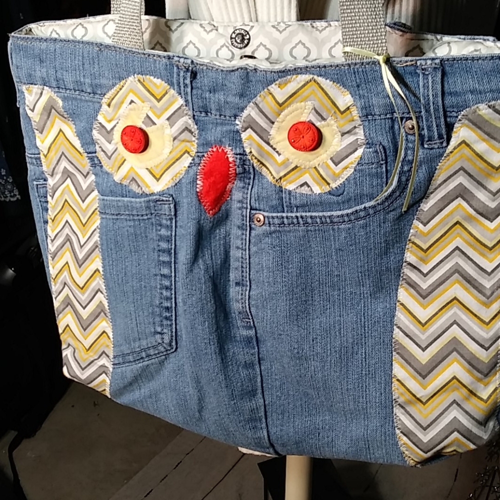325 jeaniemade Blue Jean Owl Bag